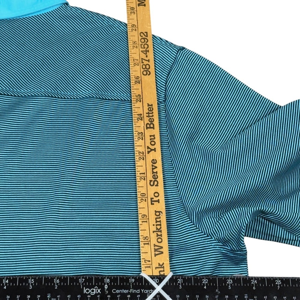 G-MAC by Kartel Polo Golf Shirt Men XL Turquoise Stripe Contrast Graeme McDowall - Picture 6 of 7